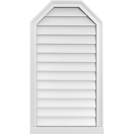 Ekena Millwork Octagonal Top Surface Mount PVC Gable Vent w/ 2"W x 2"P Brickmould Sill Frame, 22"W x 40"H GVPOT22X4003SN